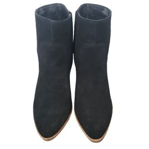 Lucky Brand-Wafael Pull On Wedge Bootie Black Oiled Suede Size 7M